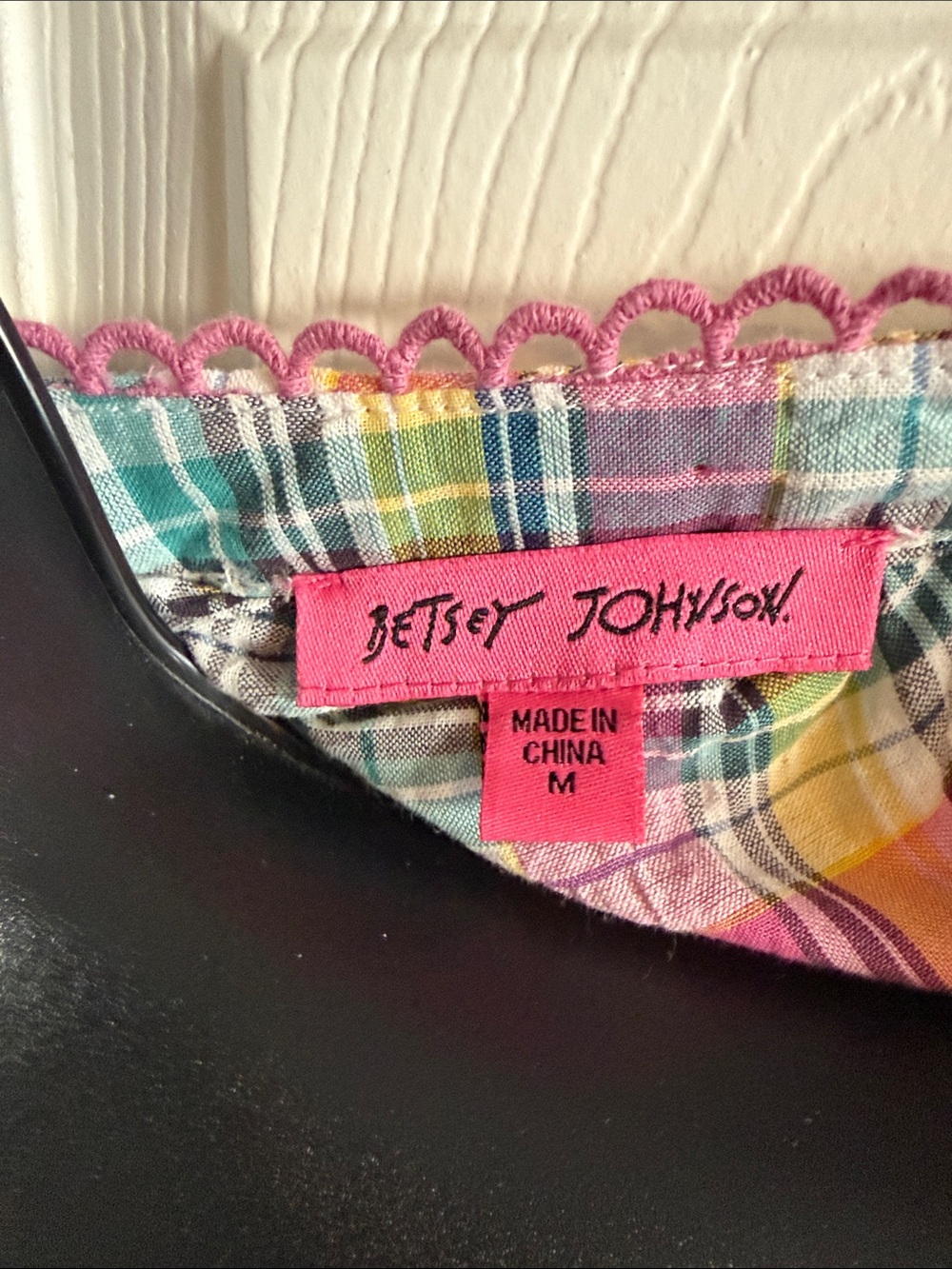 Betsey Johnson Pink, Yellow & Green Plaid Tiered Dress - Picture 6 of 6